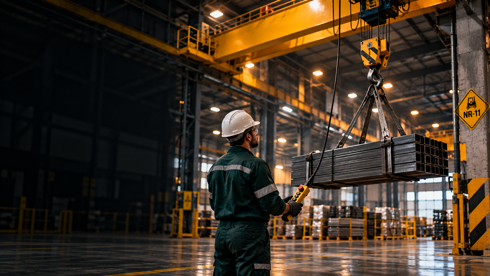 Treinamento de operação de ponte rolante da WNUNES.